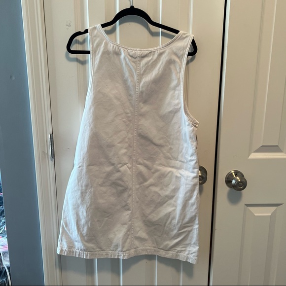 Vintage Dresses Vintage Express Pinafore White Denim Jumper Dress